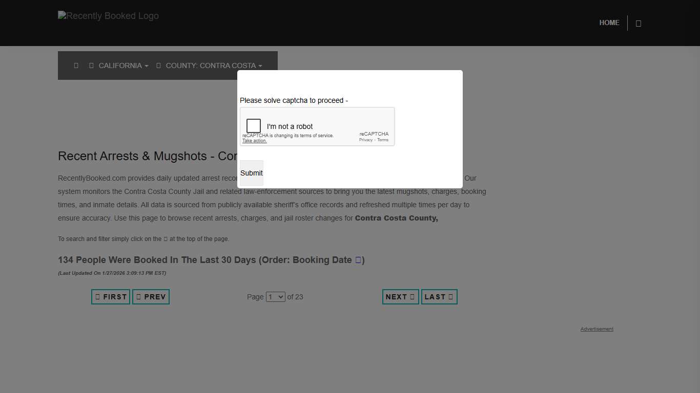 Contra Costa County, California Mugshots RecentlyBooked.com